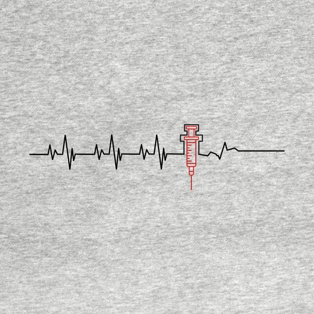 Heartbeat Heart Monitor - Flatline - Myocarditis Awareness - Red Syringe by Bee-Fusion